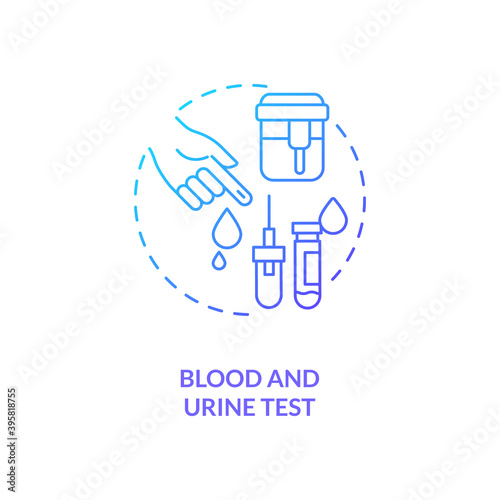 Blood and urine test concept icon. CFS diagnostics idea thin line illustration. Testing in laboratory. Checking blood sample. Diagnosing health conditions. Vector isolated outline RGB color drawing