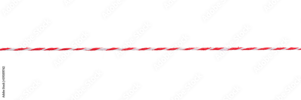 Red and white twisted rope isolated