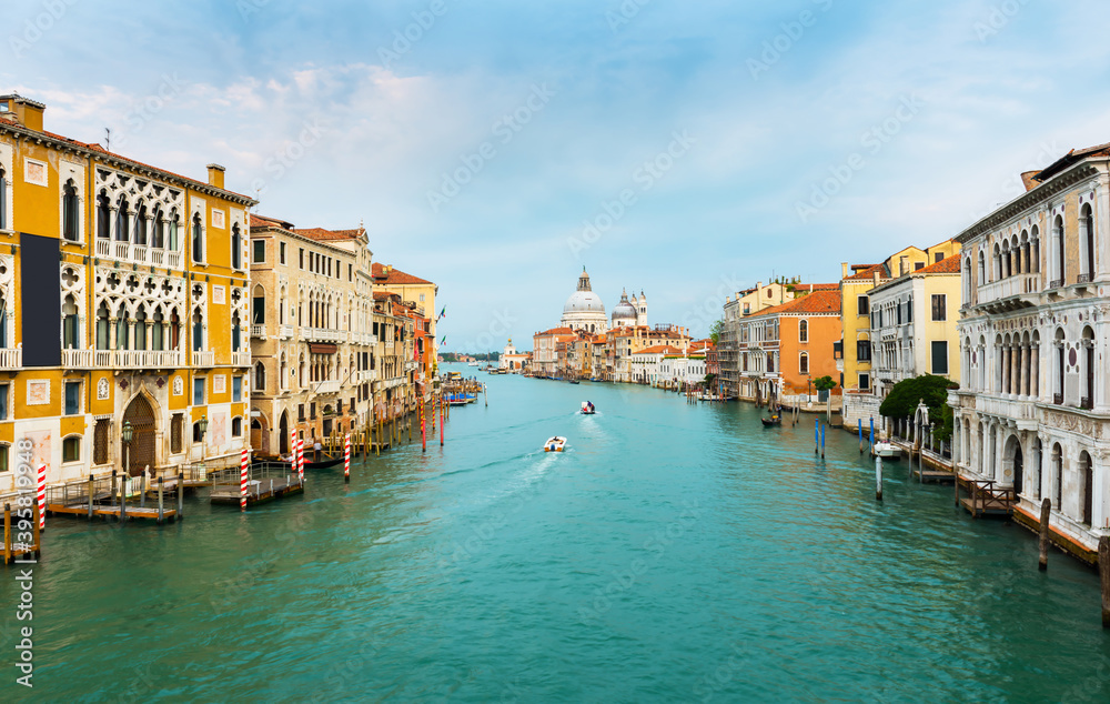 VENICE, ITALY. Venice city panoramic sunset view. Beautiful sunset view at Grand Canal.