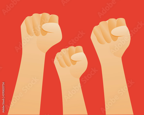 Woman fist isolated, Feminist vector stock illustration as a Concept of a fight for power, feminism, rights, freedom