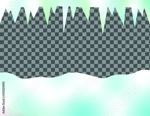 
Winter snow background. Ice icicles.