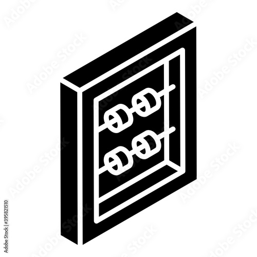 
Counting beads, glyph isometric icon of abacus 
