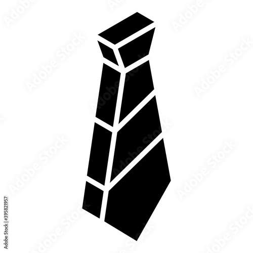 
Formal dressing accessory, tie icon in glyph isometric style 
