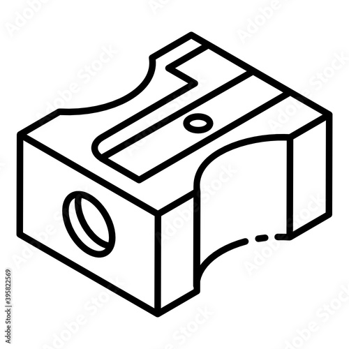 
Pencil sharp tool, sharpener icon in glyph isometric style 
