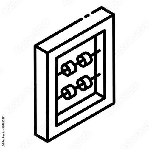 
Counting beads, glyph isometric icon of abacus 
