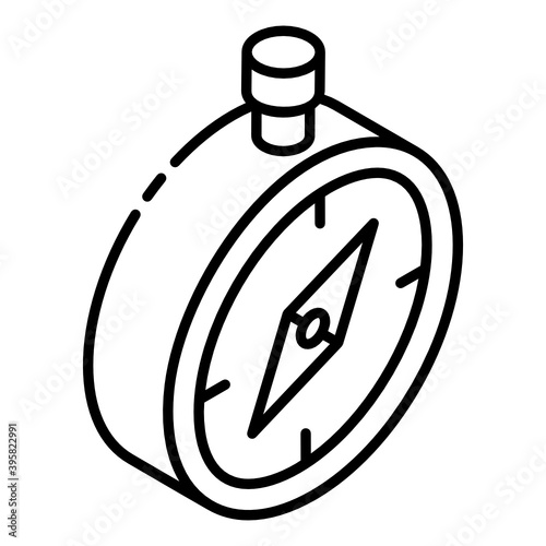 
Navigational device, compass glyph isometric icon 
