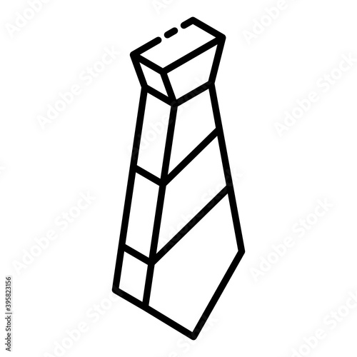 
Formal dressing accessory, tie icon in glyph isometric style 
