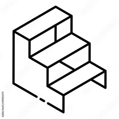 
School wooden stairs icon in glyph isometric style 
