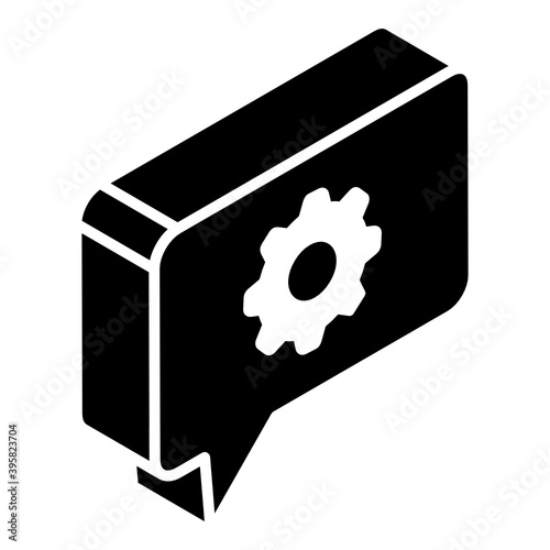 
Setting, glyph isometric icon of message configuration 
