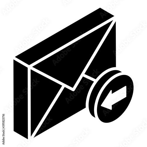 
Incoming mail glyph isometric icon, received message 
