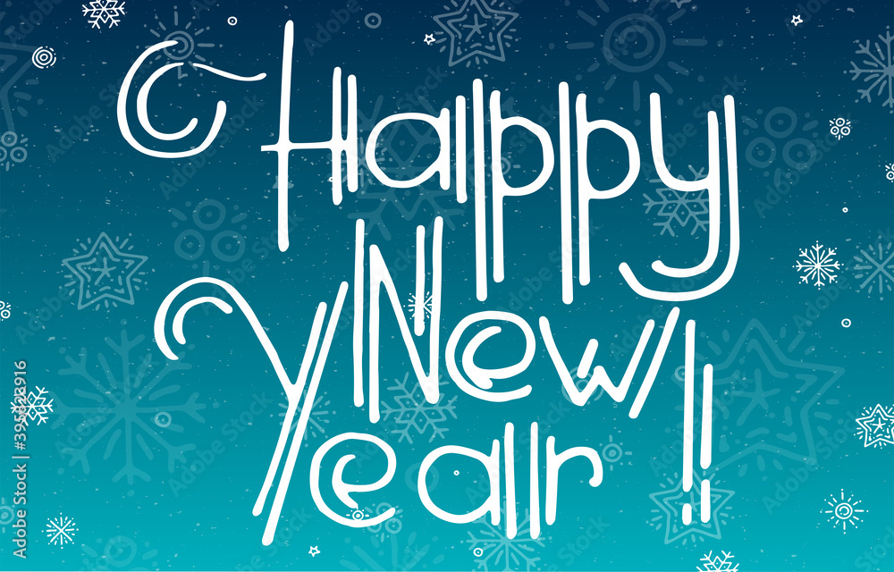 Fototapeta premium lettering Happy New Year on blue