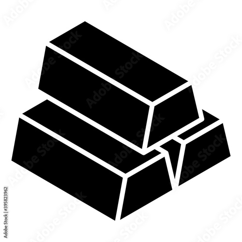 
Gold bricks glyph isometric icon, gold stack 
