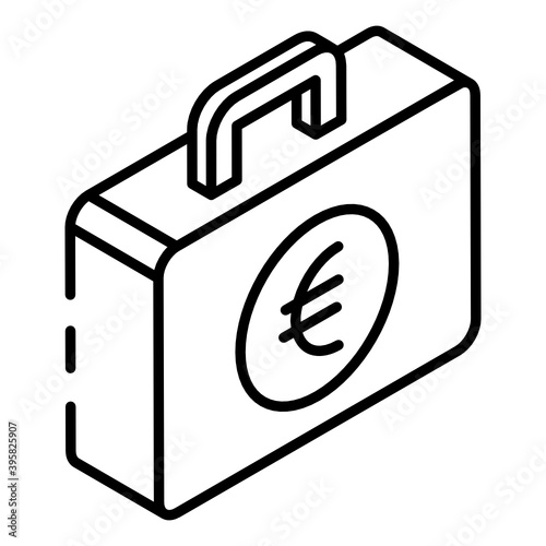 
Ecuro bag glyph isometric icon showing currency briefcase 
