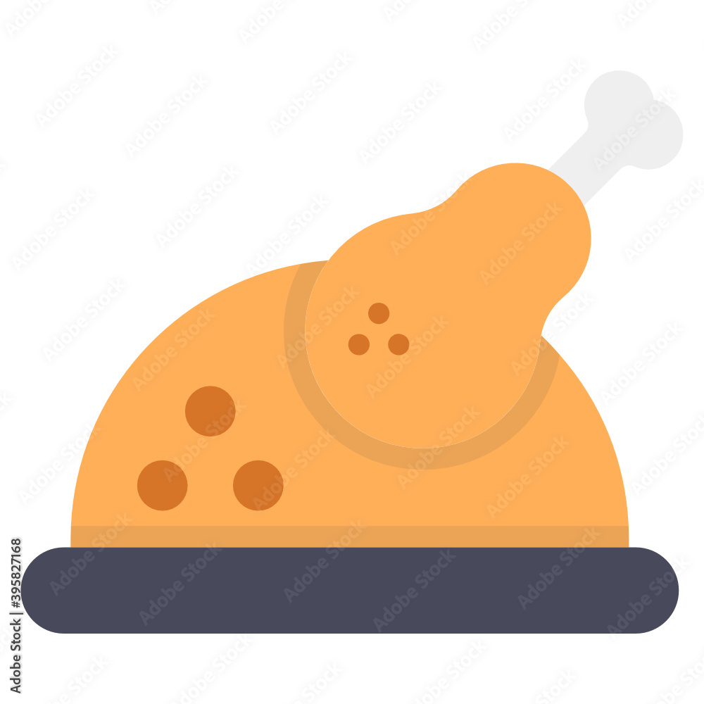 Fast food cuisine, flat icon of leg piece
Fast food cuisine, flat icon of leg piece