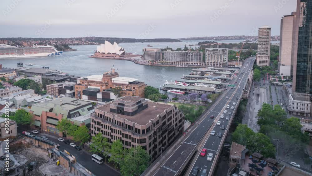 time lapse, sunset Aerial view of Sydney, Australia time lapse, sunset Aerial view of Sydney, Australia