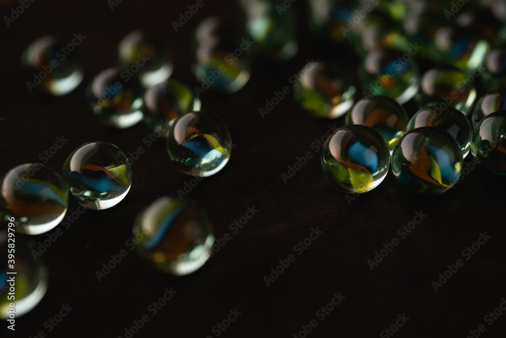 Naklejka premium Canicas Traditional Mexican spherical colorful toys ,selective focus