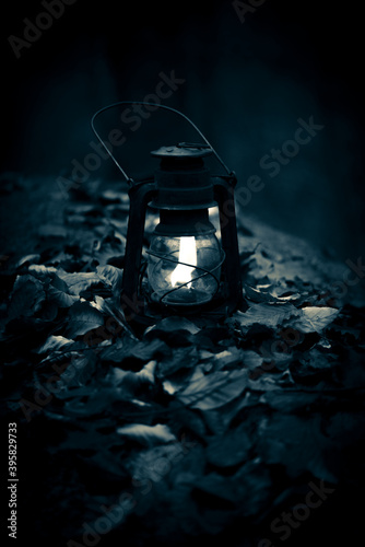 Lantern on leaves