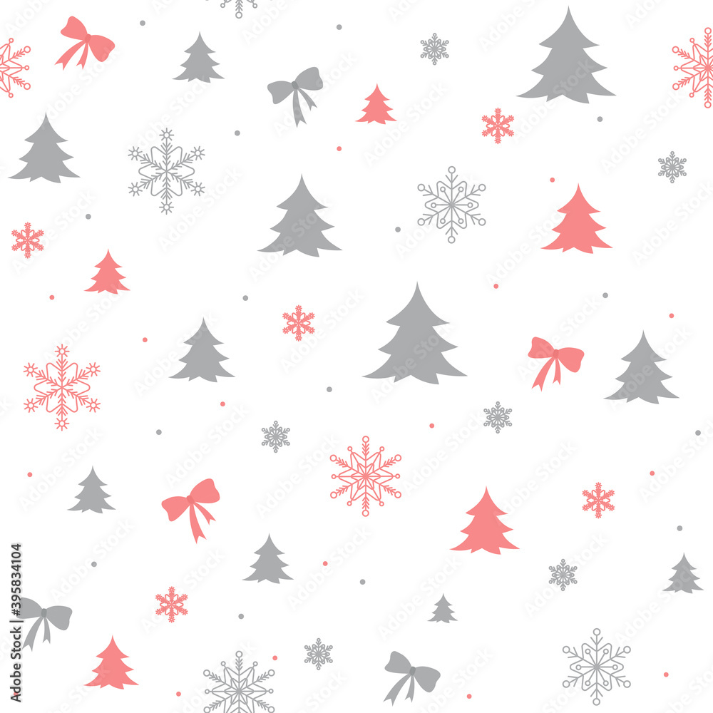 Trendy New Year seamless pattern vector illustration. For wrapping paper, digital paper, fabric, textile, postcards. Christmas pattern with new year tree, stars, snowflakes Trendy New Year seamless pattern vector illustration. For wrapping paper, digital paper, fabric, textile, postcards. Christmas pattern with new year tree, stars, snowflakes