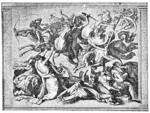 Billede på lærred Four Horsemen of the Apocalypse is a painting by German artist Peter von Cornelius