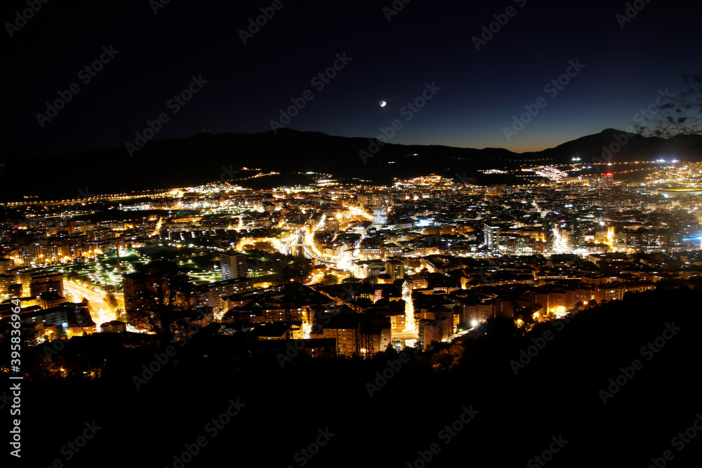 Night view of Bilbao from a hill