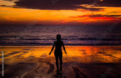 Woman walking by the beach in el puerto de santa maria, Andalusia - Spain © Photo Art