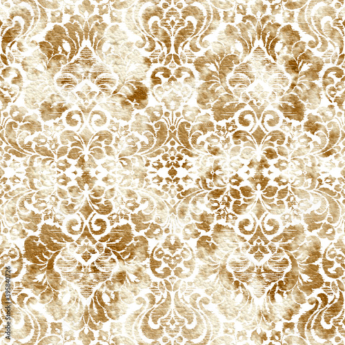 Geometric damask seamless pattern with grunge texture 