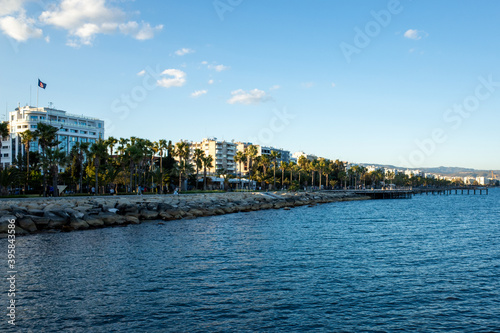 April 22, 2019, Limassol, Cyprus. Mediterranean sea promenade on a clear Sunny day. © fifg
