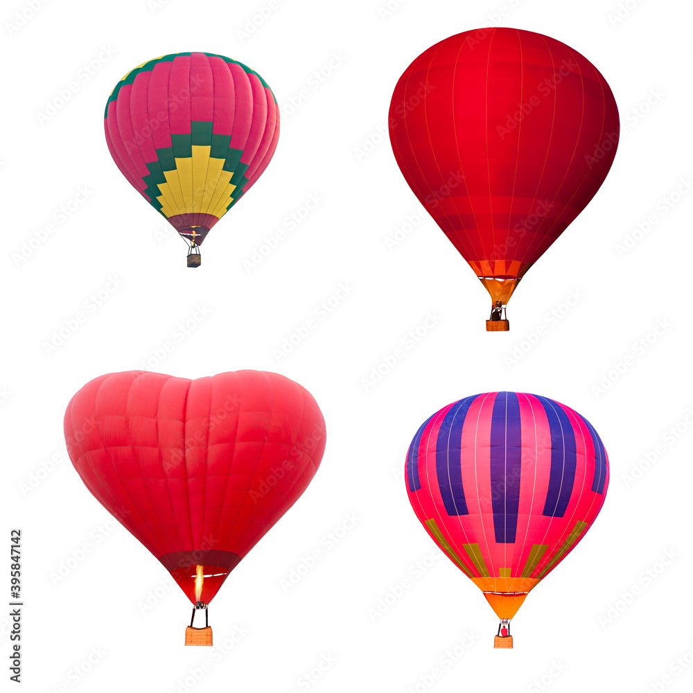 Obraz premium Set of colorful hot air balloon isolated on white.