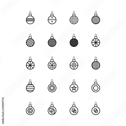 Set of Christmas balls icon. Vector illustration