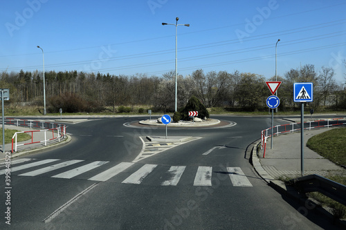 road transport, road junction with roundabout