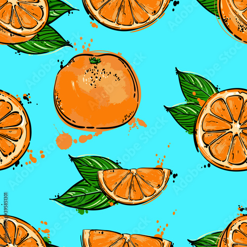 Seamless vector abstract pattern with oranges.