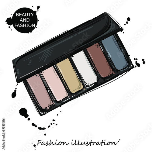 Vector abstract illustration with cosmetics. Fashion illustration