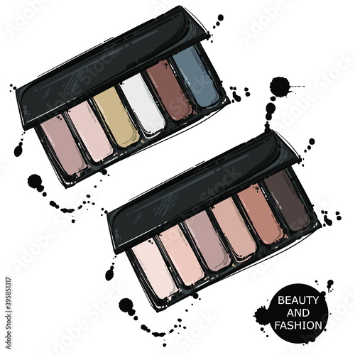 Vector abstract illustration with cosmetics. Fashion illustration
