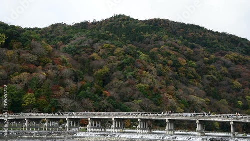 快晴の秋の渡月橋