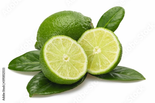 Fresh Limes with Leaves