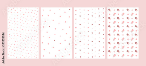Pastel color seamless geometric patterns set, elegant ornaments, pink, design for decoration, wrapping paper, print, fabric or textile, wonderful collection, vector illustration