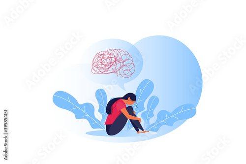 imposter syndrome, Woman suffers depression complex psychological disease emotion concept