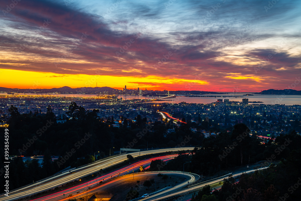 San Francisco Skyline at Dusk from the Oakland Hills