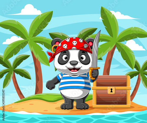 The panda pirates stealing the treasure in the island
