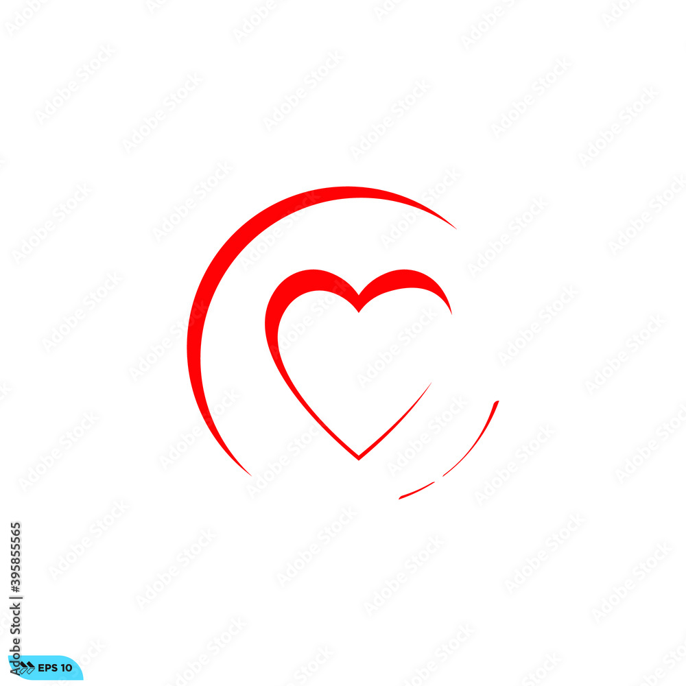 Icon vector graphic of love, heart logo, good for template illustration