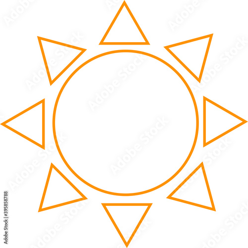 可愛くてシンプルな線画の太陽の天気マーク・アイコンのイラスト素材