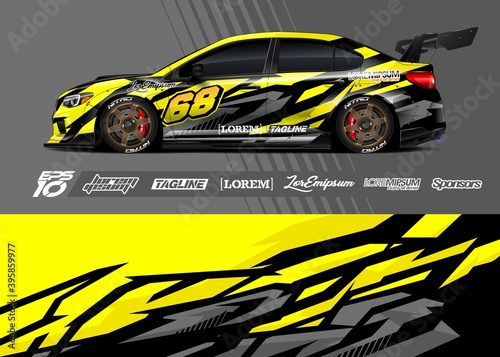 Car wrap decal designs. Abstract racing and sport background for racing livery or daily use car vinyl sticker.