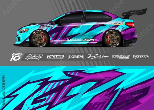 Car wrap decal designs. Abstract racing and sport background for racing livery or daily use car vinyl sticker.