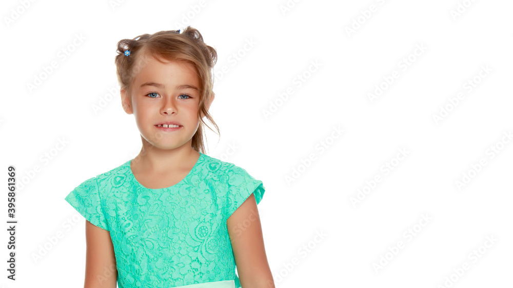Portrait of a little girl close-up.Isolated on white background. Portrait of a little girl close-up.Isolated on white background.