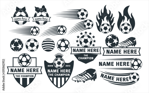 assorted football soccer theme vector graphic design template set for sticker, decoration, cutting and print file