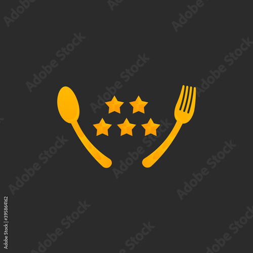 Golden gold premium luxury spoon and fork utensil logo icon symbol badge insignia graphic emblem ribbon