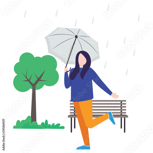 Enjoying Rainfall Vector 