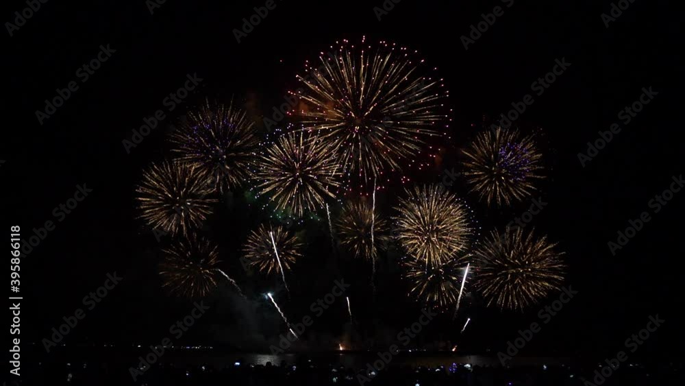 Fireworks slow motion in the sky celebrate business success. Fireworks slow motion in the sky celebrate business success.