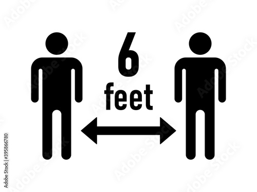 Keep Your Distance 6 Feet or 6 ft Social Distancing Warning Symbol. Vector Image.