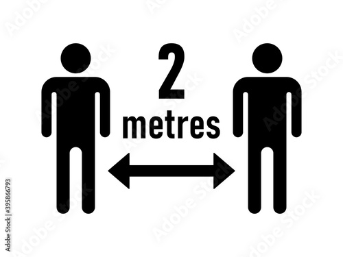 Keep Your Distance 2 Metres or 2 m Social Distancing Warning Symbol. Vector Image.